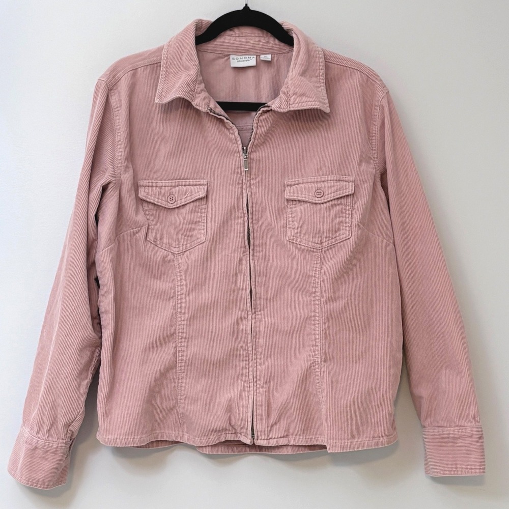 Sonoma  Pink Corduroy Full Zip Jacket Womens XL